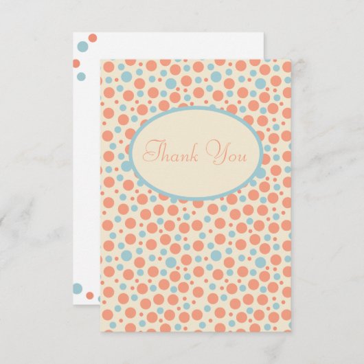 Perzikkleurige en blauwe stip Hartelijk dank Bedankkaart (Voorkant / Achterkant)