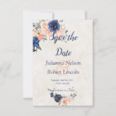 Perzikkleurige en blauwe waterverf florale suspens kaart (Voorkant)