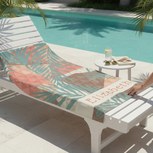 Perzikkleurige en bruine, tropische, aangepaste ha strandlaken