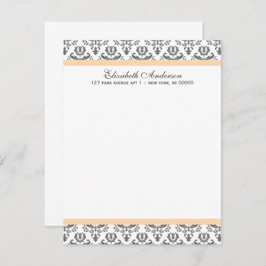 Perzikkleurige en grijze dampvlakte Dank u wel Kaart (Voorkant / Achterkant)