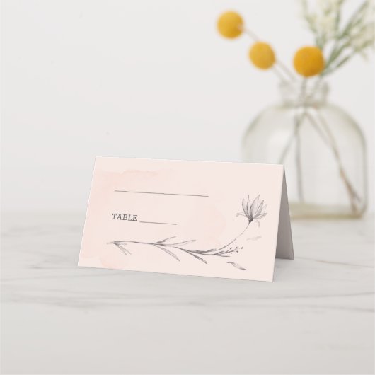 Perzikkleurige en grijze romantische bruiloft met  plaatskaartje (Achterkant)