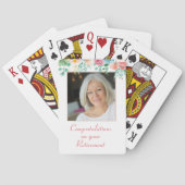 Perzikkleurige en groene Floral Foto Retirement Pl Pokerkaarten (Achterkant)