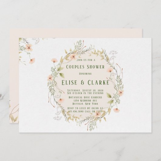 Perzikkleurige en groene wilde bloemen — grote ste kaart (Voorkant / Achterkant)