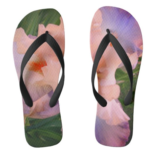 Perzikkleurige en lavender Iris-Teenslippers Teenslippers (Voetbed)