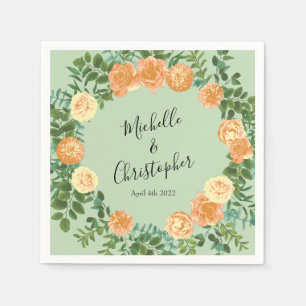 Perzikkleurige en lichte groene pony's en Roos (Fl Servet