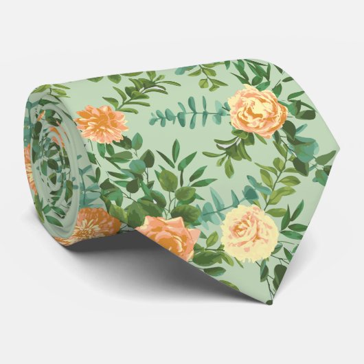 Perzikkleurige en lichte groene pony's en Roos (Fl Stropdas (Opgerold)