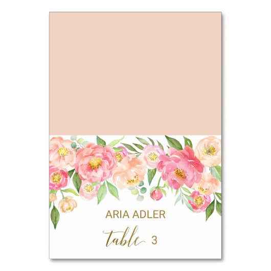 Perzikkleurige en roze pony Wedding Escort Place C Kaart (Voorkant)