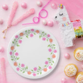 Perzikkleurige en roze Waterverf Daisies Wreate Papieren Bordje (Feest)