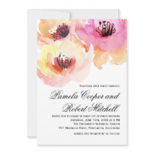 Perzikkleurige en roze Waterverf Floral Wedding