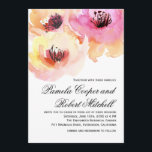 Perzikkleurige en roze Waterverf Floral Wedding Kaart<br><div class="desc">Een mooie waterverf bloei in felle tinten roze en perziken met een aanraking van geel maakt een uitstekende keuze voor lente-,  zomer- of valbruiloften. Hier getoond met een hedendaagse tekstlay-out,  geef de steekproeftekst met uw trouwdetails uit. U kunt de tekst aanpassen aan uw voorkeuren en persoonlijke stijl.</div>