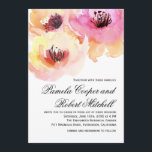 Perzikkleurige en roze Waterverf Floral Wedding Kaart<br><div class="desc">Een mooie waterverf bloei in felle tinten roze en perziken met een aanraking van geel maakt een uitstekende keuze voor lente-,  zomer- of valbruiloften. Hier getoond met een hedendaagse tekstlay-out,  geef de steekproeftekst met uw trouwdetails uit. U kunt de tekst aanpassen aan uw voorkeuren en persoonlijke stijl.</div>