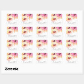 Perzikkleurige en roze Waterverf Floral Wedding Vierkante Sticker (Vel)
