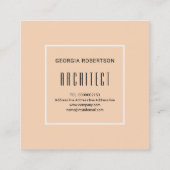 Perzikkleurige en witte driehoeken en moderne mono vierkante visitekaartje (Achterkant)