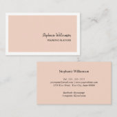 Perzikkleurige en witte elegante moderne huwelijks visitekaartje (Voorkant / Achterkant)