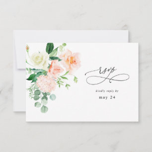 Perzikkleurige en witte flora met gemiddelde RSVP Kaartje