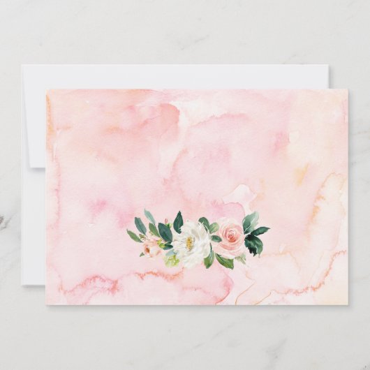 Perzikkleurige en witte flora Uitnodiging eerste v (Achterkant)