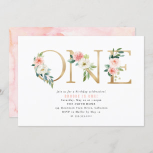 Perzikkleurige en witte flora Uitnodiging eerste v