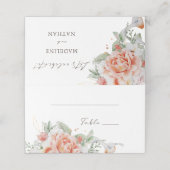 Perzikkleurige en witte Floral Wedding Place Cards Plaatskaartje (Buitenkant ongevouwen)