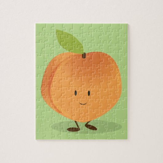 Perzikkleurige fruittekenfilm Fun Food Legpuzzel (Verticaal)