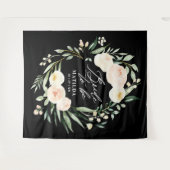 Perzikkleurige + groene waterverf floraalbruin om  wandkleed (Voorkant (horizontaal))