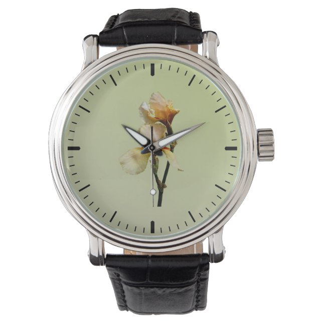Perzikkleurige Irises Horloge (Voorkant)