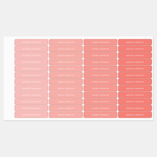 Perzikkleurige Kinder naam: strijk op waslabels Labels (Vel)