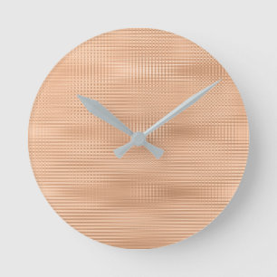 Perzikkleurige koraalgrijze minimale metalen strep ronde klok