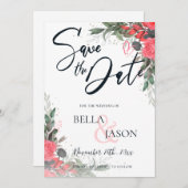 Perzikkleurige Oranje Floral Weddenschap bespaart  (Voorkant / Achterkant)