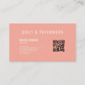 Perzikkleurige Quilt Patchwork Handgemaakte Kledin Visitekaartje (Achterkant)