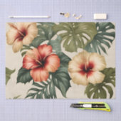 Perzikkleurige, rode en witte tropische hibiscus tissuepapier (Craft)