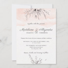 Perzikkleurige roemeense elegante bruiloft kaart