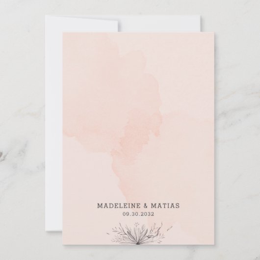 Perzikkleurige roemeense elegante bruiloft kaart (Achterkant)