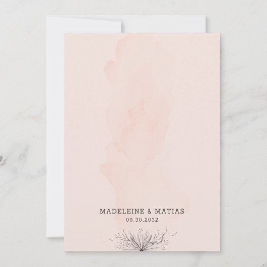 Perzikkleurige roemeense elegante bruiloft save the date (Achterkant)