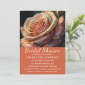 Perzikkleurige Roos bruidsdouche uitnodiging (Staand voorkant)