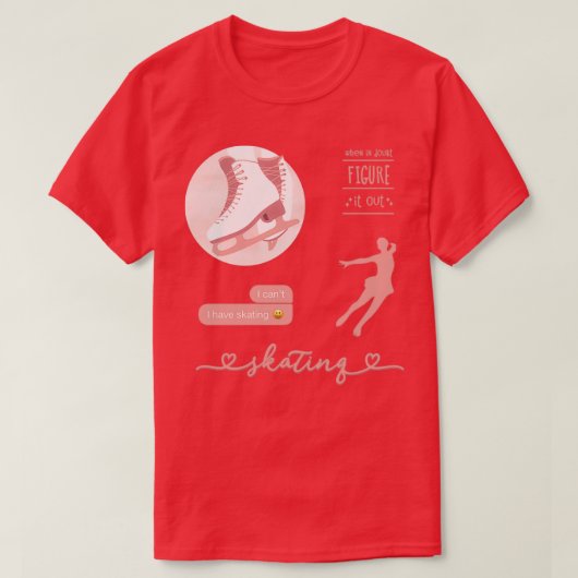 Perzikkleurige roze Waterverf IJskater Afbeelding T-shirt (Design voorkant)
