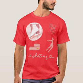 Perzikkleurige roze Waterverf IJskater Afbeelding  T-shirt