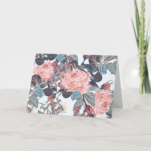 perzikkleurige rozen dank u kaart (Voorkant)