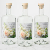 Perzikkleurige rozenbiet likeurfles etiket (Flessen)