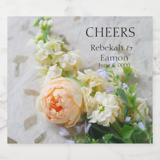 Perzikkleurige rozenbiet likeurfles etiket (Enkel label)