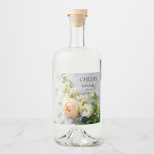 Perzikkleurige rozenbiet likeurfles etiket (Voorkant)