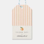 Perzikkleurige strepen Baby shower Cadeaulabel (Voorkant)