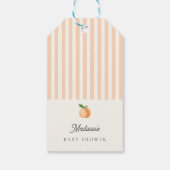 Perzikkleurige strepen Baby shower Cadeaulabel (Achterkant)