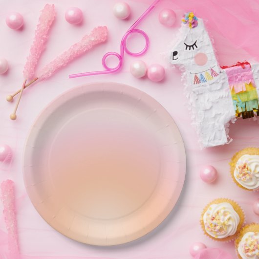 Perzikkleurige verloop papieren bordje (Feest)