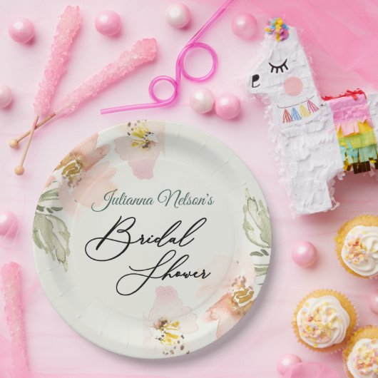 Perzikkleurige waterverf bord (Feest)