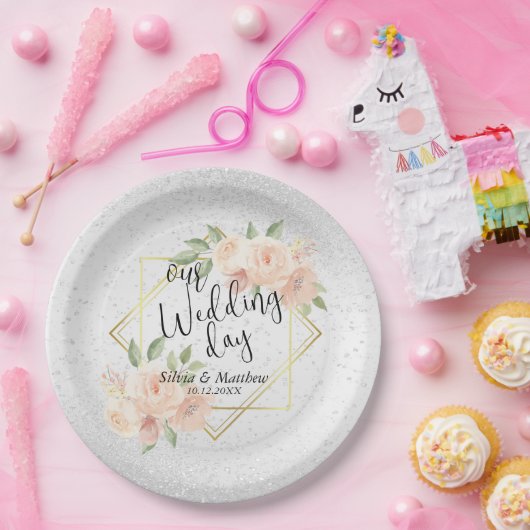 Perzikkleurige Waterverf Papieren Bordje (Feest)