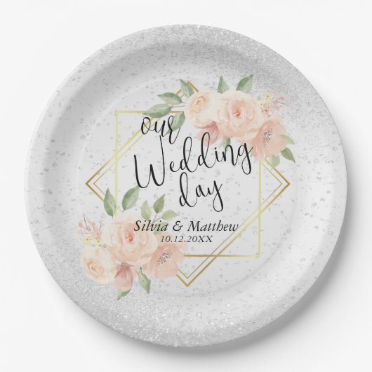 Perzikkleurige Waterverf Papieren Bordje (Voorkant)