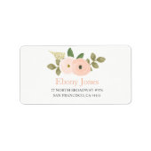 Perzikkleurige Waterverf Vloer Quinceanera-adresla Etiket (Voorkant)