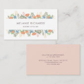 Perzikkleurige wilde bloemen visitekaartje (Voorkant / Achterkant)