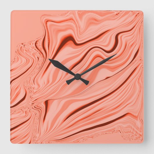 Perzikkleurige, zalmkoraal- en roze-mengkrommen vierkante klok (Voorkant)