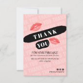 Perzikkleurige zwarte penseelstreek Kiss Fotovolgo Bedankkaart (Voorkant)